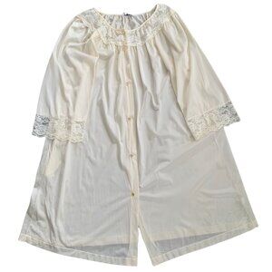 Vintage Gilead Cream Floral Lace Romantic Lingerie Nightie Pajama Nightgown L
